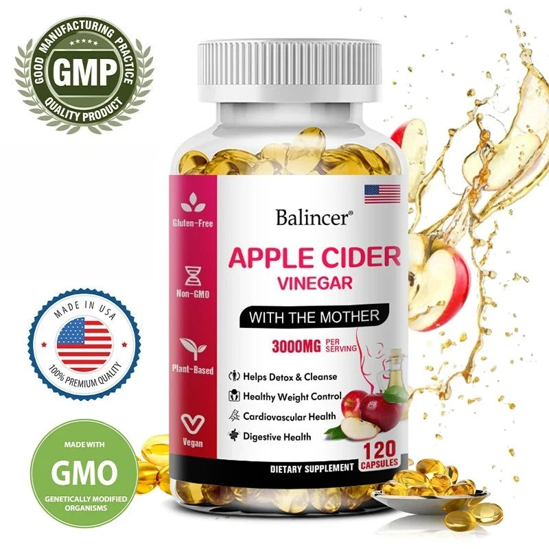 Balincer Apple Cider Vinegar Capsules Fat Burning Appetite Suppressant Healthy Weight Loss, Cleanse, Vitamin Supplement