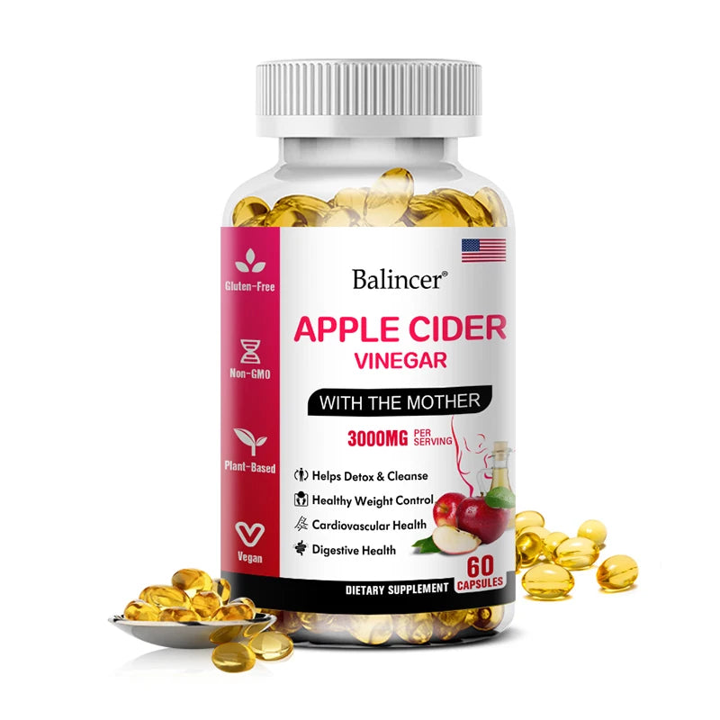 Balincer Apple Cider Vinegar Capsules Fat Burning Appetite Suppressant Healthy Weight Loss, Cleanse, Vitamin Supplement