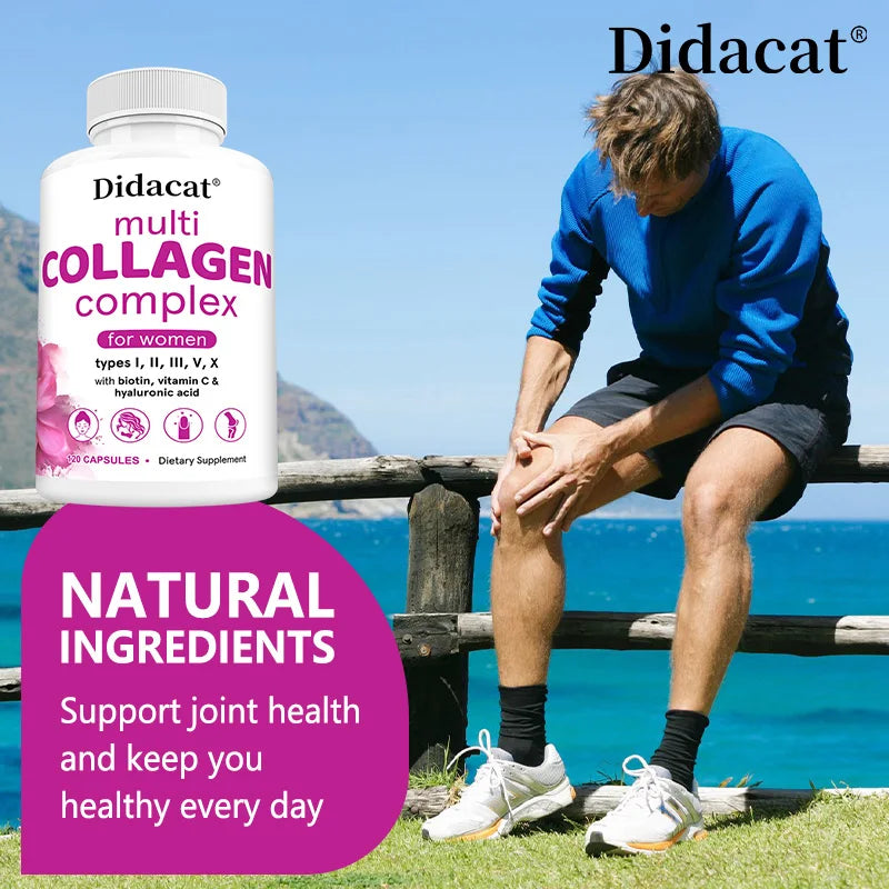 Multi-Collagen Complex - Hydrolyzed Protein Peptides with Hyaluronic Acid for Skin, Nails, Hair & Joint Health, Cellular Health
