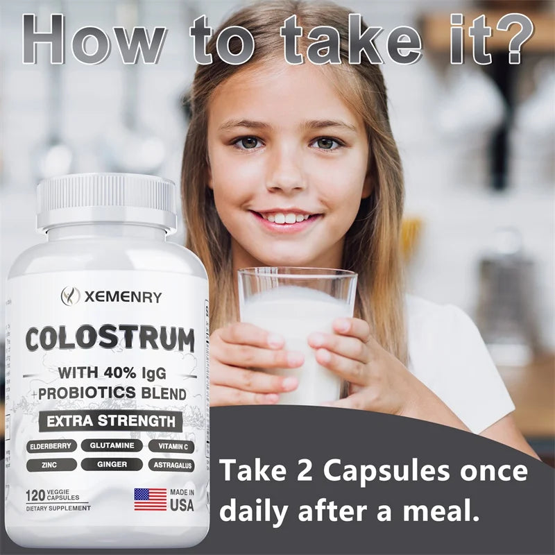 Colostrum Capsules - 40% LgG - Supports The Immune System, Promotes Gut Health, Energy Production, Cell Repair and Growth