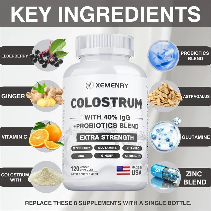 Colostrum Capsules - 40% LgG - Supports The Immune System, Promotes Gut Health, Energy Production, Cell Repair and Growth