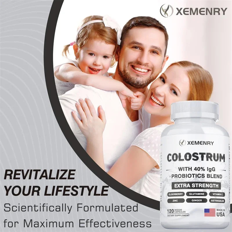 Colostrum Capsules - 40% LgG - Supports The Immune System, Promotes Gut Health, Energy Production, Cell Repair and Growth