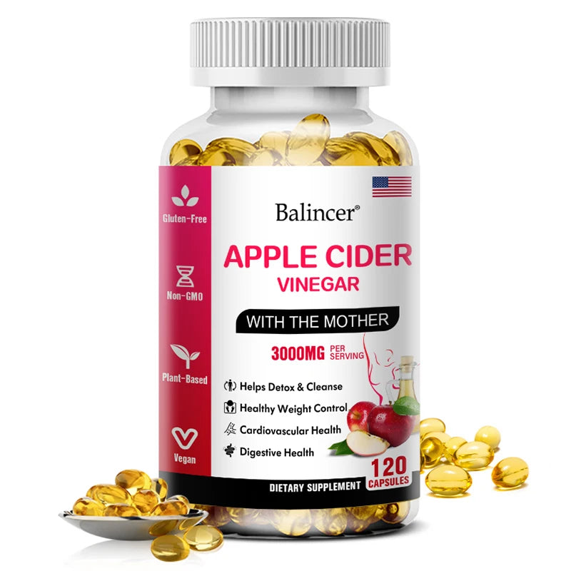 Balincer Apple Cider Vinegar Capsules Fat Burning Appetite Suppressant Healthy Weight Loss, Cleanse, Vitamin Supplement