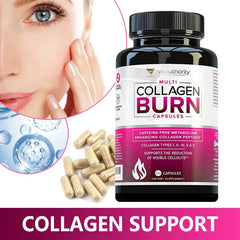 Collagen Burns: Polyhydrolyzed Protein Peptides with Hyaluronic Acid, Vitamin C, SOD B, 90 Capsules