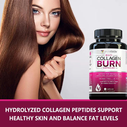 Collagen Burns: Polyhydrolyzed Protein Peptides with Hyaluronic Acid, Vitamin C, SOD B, 90 Capsules